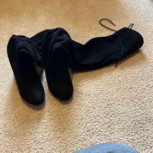 Black thigh high boots